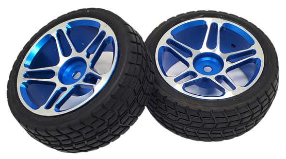 NHX 1/10 Tire w/ Aluminum Rims - Blue  2pcs Hex 12mm 4-TEC / RS4