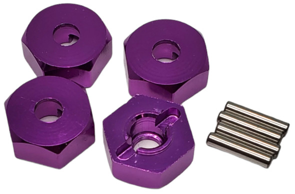 NHX Wheel Hex Adaptor 12x5mm with Pins Purple (4pc) Thickness 5mm