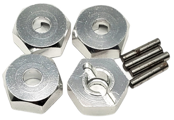 NHX Wheel Hex Adaptor 12x5mm with Pins Silver (4pc) Thickness 5mm