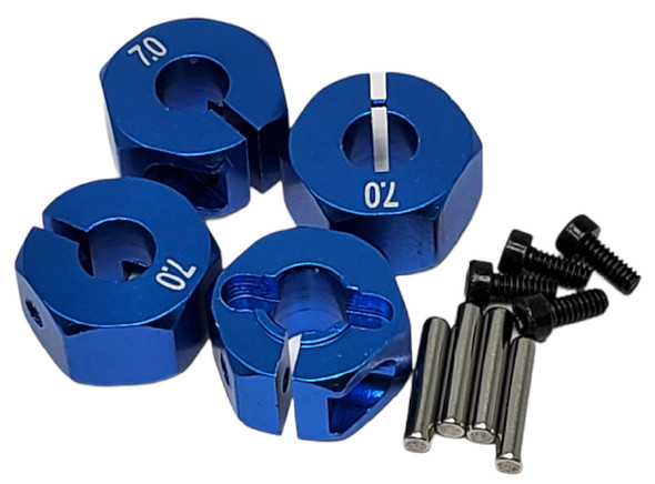 NHX Wheel Hex Adaptor 12x7mm with Pins Blue (4pc) Thickness 7mm