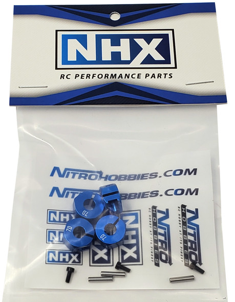 NHX Wheel Hex Adaptor 12x7mm with Pins Blue (4pc) Thickness 7mm
