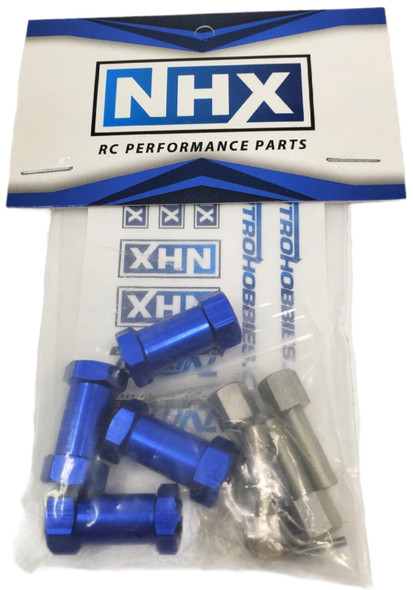 NHX Wheel Hex Adaptor Extensions 12x25mm Blue (4pc)