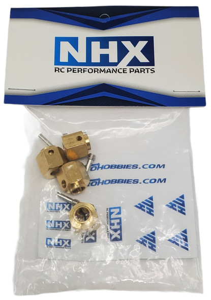 NHX Brass Wheel Hex Adaptor Extensions : 12x10mm 4pcs/set