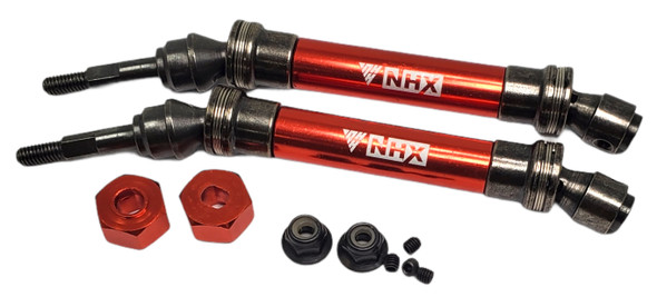 NHX Metal Front Axle CVD Set - 2 pcs/set  Red : Traxxas Slash 4x4
