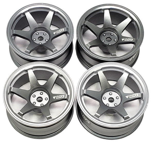 NHX RC Aluminum 1/10 On Road Car Rims -Titanium Color 4pcs Hex 12mm 4-TEC / RS4