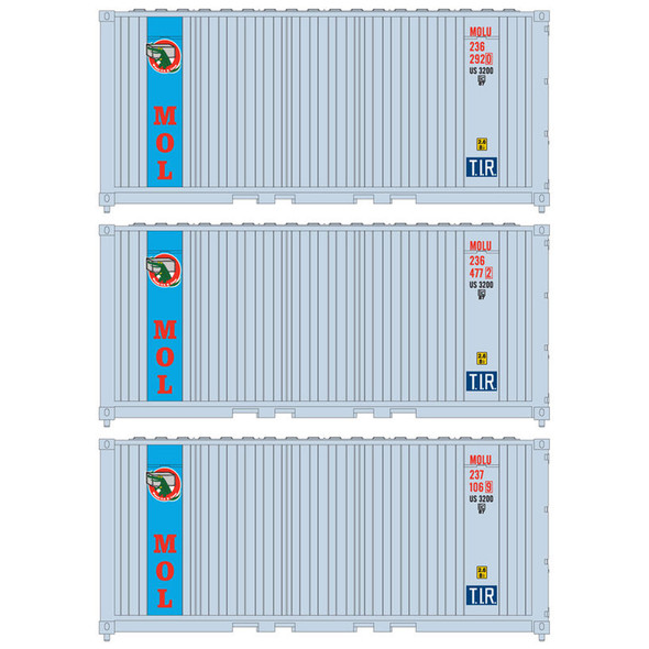 Athearn ATH17697 20' Corrugated Container MOSK (3) N Scale