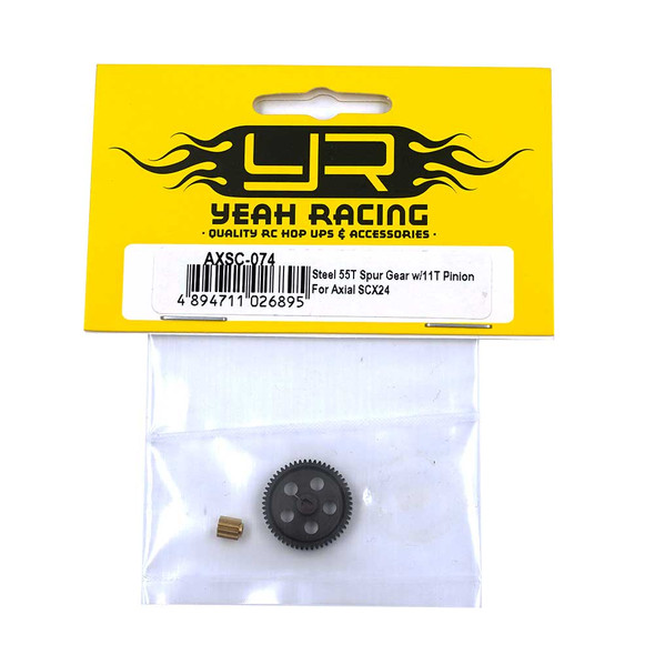 Yeah Racing AXSC-074 Steel 55T Spur Gear w/ 11T Pinion : Axial SCX24