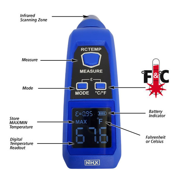 NHX RC RCTEMP Infrared Temp Gun for R/C engines,ESC,Motors,Battery,Chargers