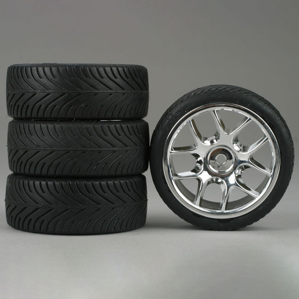 Duratrax DTXC2806 Front / Rear 10-Spoke Chrome Tires / Wheel Radial (4)