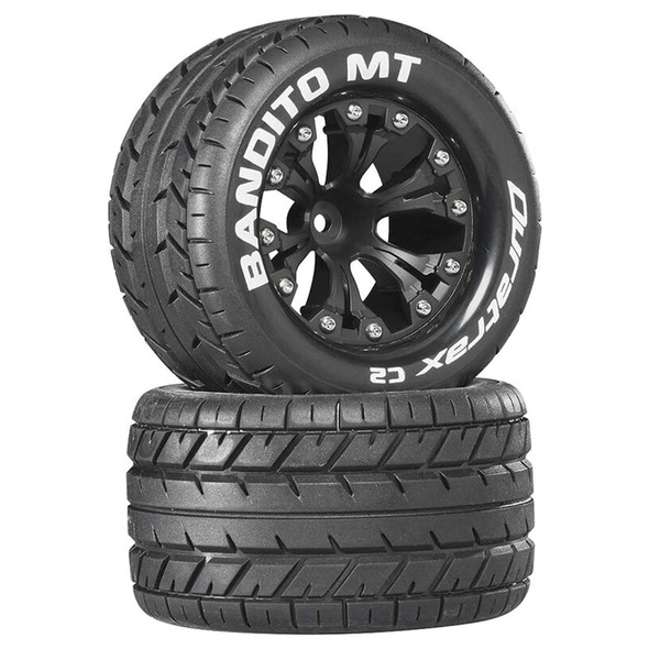 Duratrax DTXC3504 Bandito MT 2.8" Mounted 1/2" Offset C2 Tires/Wheels Black (2)