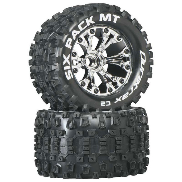 Duratrax DTXC3519 Six-Pack MT 2.8" 2WD Mounted Front C2 Tires/Wheels Chrome (2)