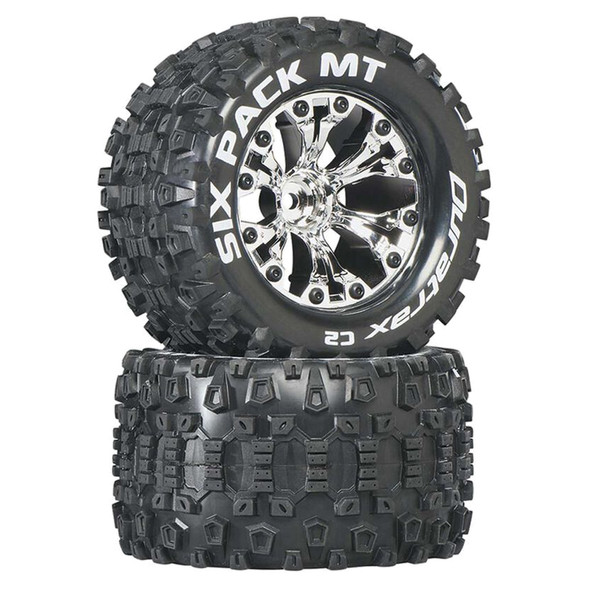Duratrax DTXC3523 Six-Pack MT 2.8" 2WD Mounted 1/2" Offset Tires/Wheels Chrome (2)