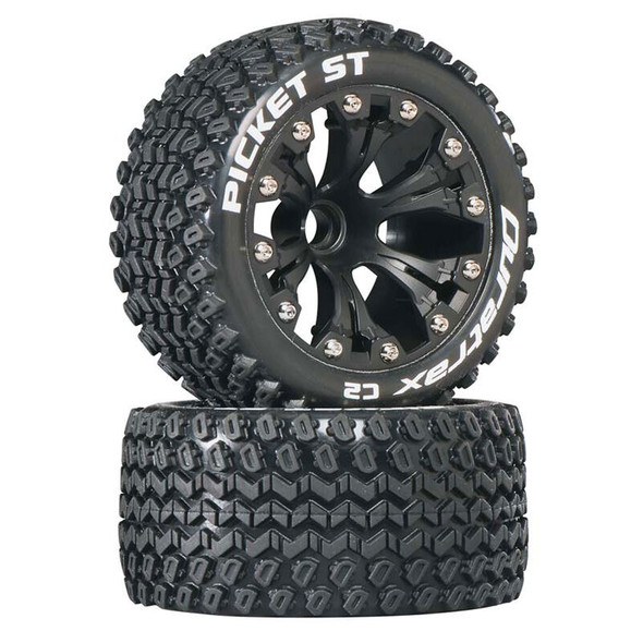 Duratrax DTXC3546 Picket ST 2.8" 2WD Mounted Front C2 Tires/Wheels Black (2)