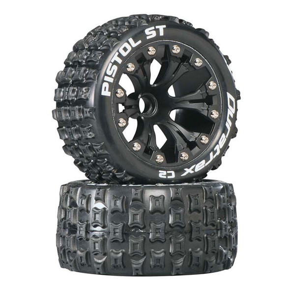 Duratrax DTXC3552 Pistol ST 2.8" 2WD Mounted Front C2 Tires/Wheels Black (2)