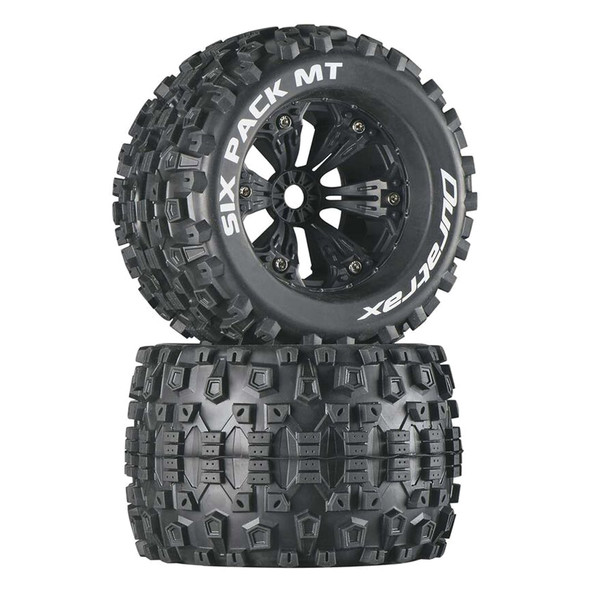Duratrax DTXC3584 Six-Pack MT 3.8" Mounted 1/2" Offset Tires/Wheels Black (2)