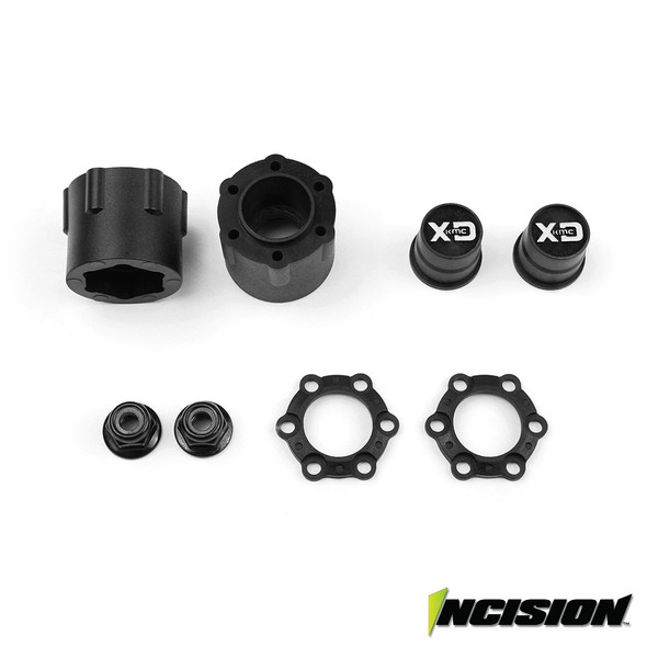 Incision IRC00254 KMC 1.9 KM233 Hex Black Plastic Beadlock Wheel Set (2)