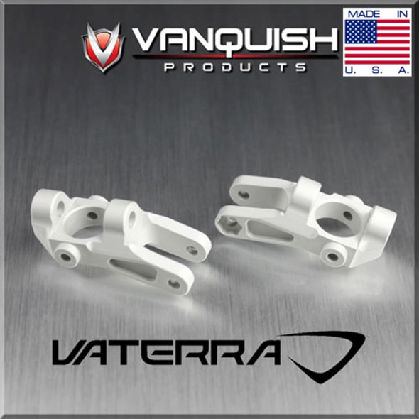 Vanquish VPS06955 Front 15 Degree Caster Block Set Silver Vaterra Twin Hammer