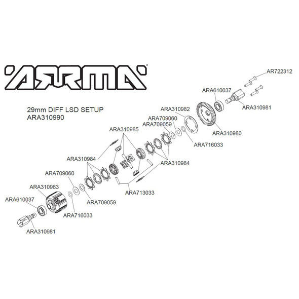 ARRMA ARA310990 Active F/R Diff Set GP4 5mm 10k : Kraton / Notorioust / Outcast / Talion