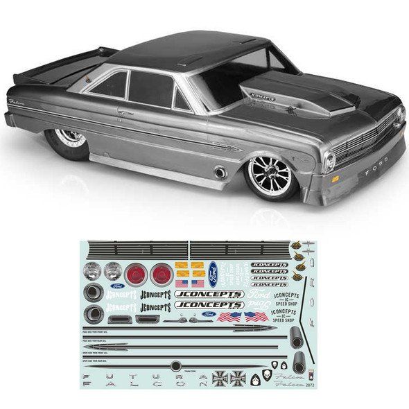 JConcepts 0386 1963 Ford Falcon Street Eliminator Clear Body : Associated DR10