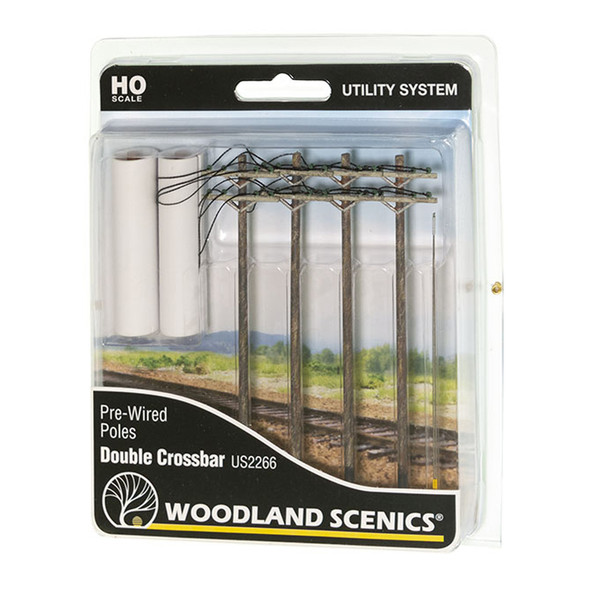 Woodland Scenics US2266 Pre-Wired Poles - Double Crossbar - HO Scale