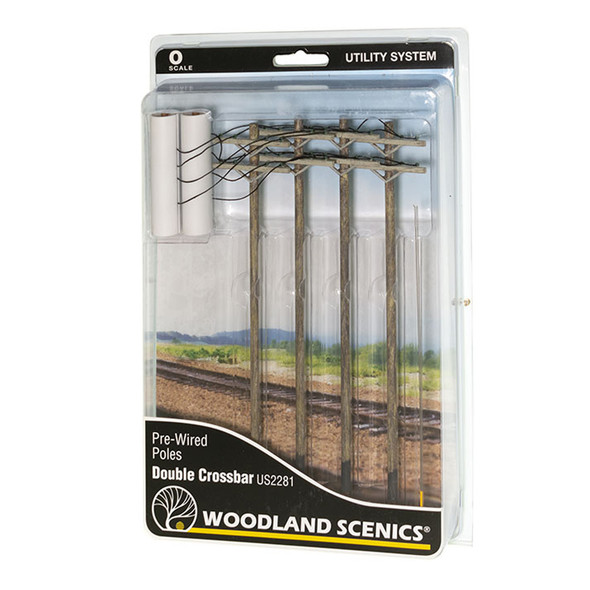 Woodland Scenics US2281 Pre-Wired Poles - Double Crossbar - O Scale