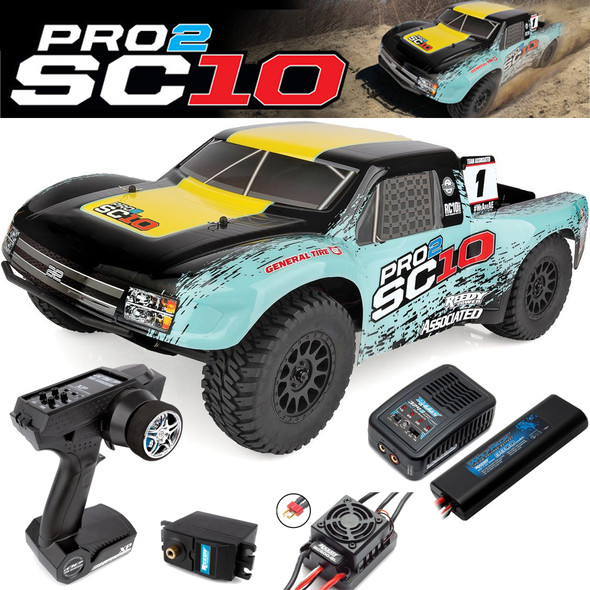 Associated 70020C PRO2 SC10 1/10 2WD Brushless Off-Road RTR Race Truck Combo