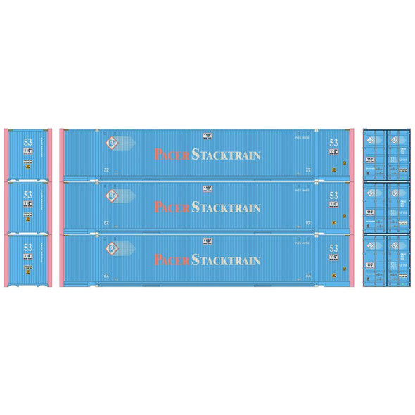 Athearn ATH17765 53' Jindo Container Pacer Stacktrain (3) N Scale