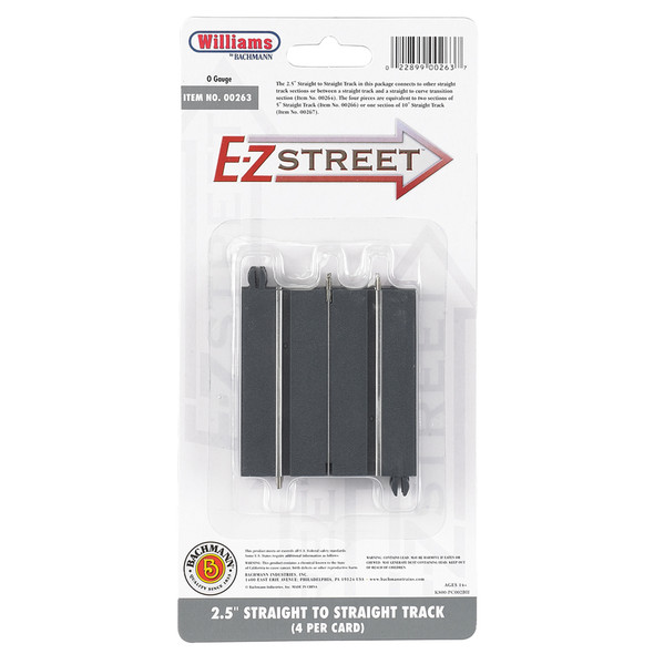 Bachmann 00263 E-Z Street 2.5'' Straight to Straight Track (4) O Scale