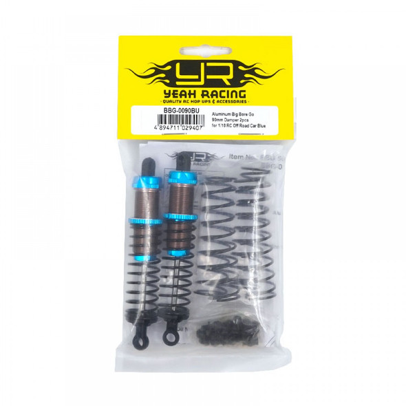 Yeah Racing BBG-0090BU Alum Big Bore Go 90mm Damper (2) Blue : 1/10 Off-Road