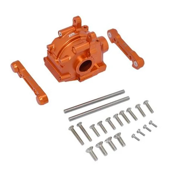 GPM Alum Front Gear Box + Front Lower Suspension Mount Orange : Losi Lasernut U4