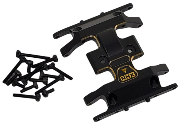 NHX Black Brass Center Gear Box Mount / Aluminum Skid Plate : SCX24