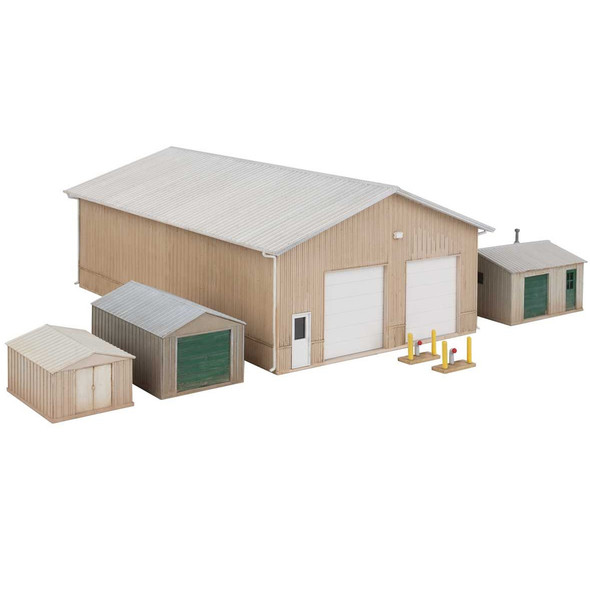 Walthers 933-4125 Pole Barn and Sheds Kit - Set of Four Buildings HO Scale