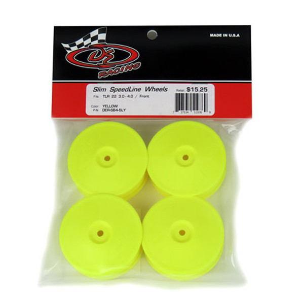 DE Racing Slim Speedline Front Buggy Yellow Wheels (4) : TLR 22 3.0 - 4.0