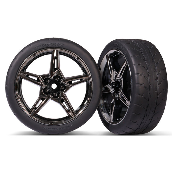 Traxxas 9370 2.1'' Front Response Tires w/ Split Spoke Black / Chrome Wheels (2)