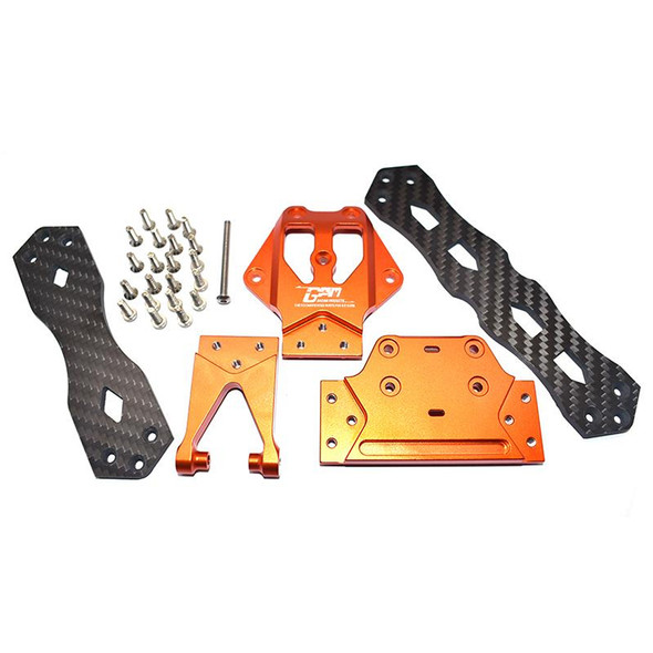 GPM Aluminum Alloy + Carbon Fiber Sub Chassis Orange : Losi 1/10 Lasernut U4