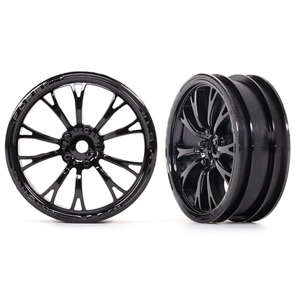 Traxxas 9472 Front Weld Gloss Black Wheels (2) : Drag Slash