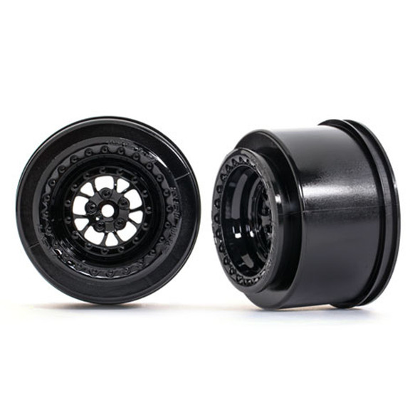 Traxxas 9473 Rear Weld Gloss Black Wheels (2) : Drag Slash