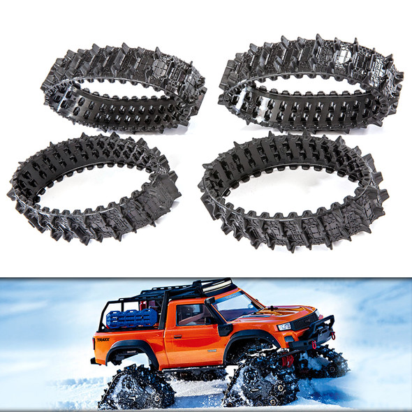 Traxxas 8877 Complete Set F/R Rubber Deep-Terrain Treads (4) : TRX-4 Traxx