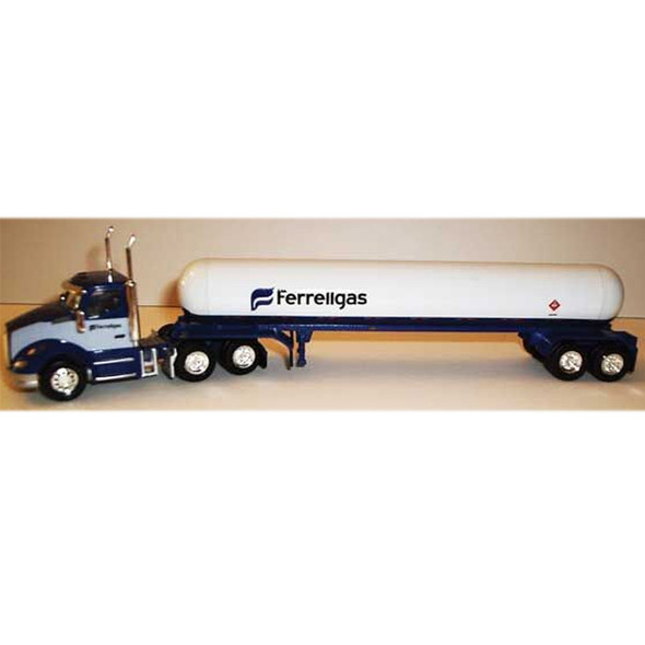 Trucks n Stuff Kenworth T680 Day-Cab Tractor w/ Ferrell Gas Tank Trailer HO Scale