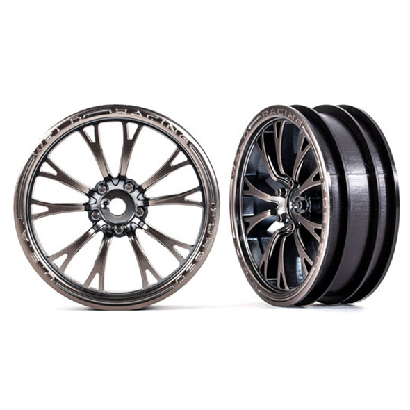 Traxxas 9472A Front Weld Satin Black Chrome Wheels (2) : Drag Slash