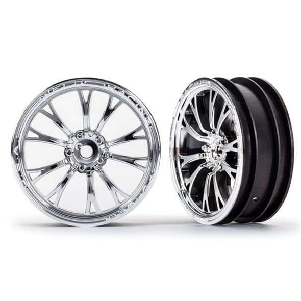 Traxxas 9472R Front Weld Chrome Wheels (2) : Drag Slash