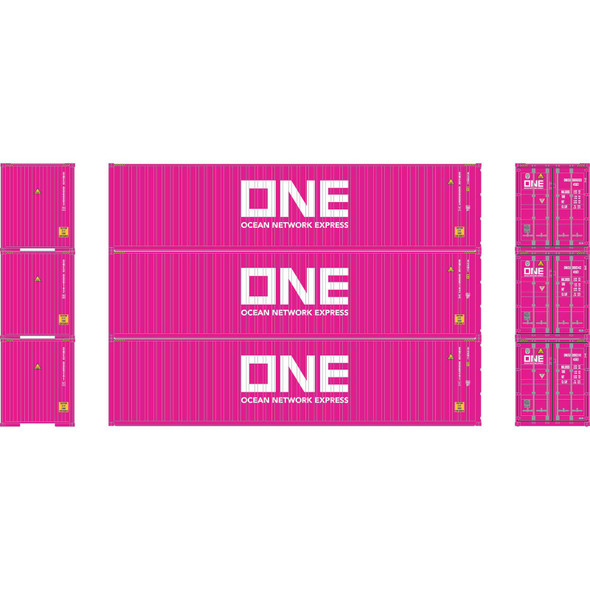 Athearn ATH17435 40' Corrugated HC Container ONE #2 (3) N Scale