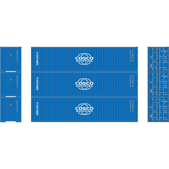 Athearn ATH17436 40' Corrugated HC Container - Cosco Shipping #1 (3) N Scale