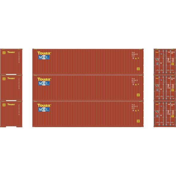 Athearn ATH17440 40' Corrugated HC Container - Touax/MOL #1 (3) N Scale