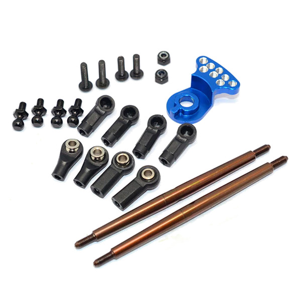 GPM Spring Steel Modified Anti-Thread Steering Tie Rod w/Saver Blue : Tamiya DT-03