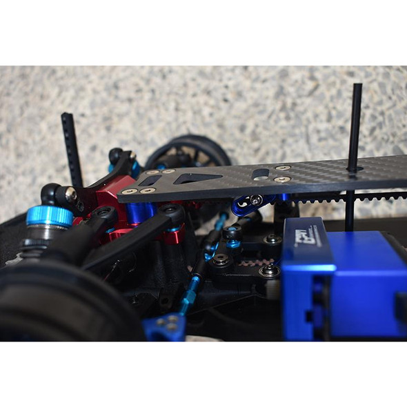 GPM Racing Carbon Fiber Blue + Aluminum Sub Chassis Green : Tamiya 1/10 TA08 PRO