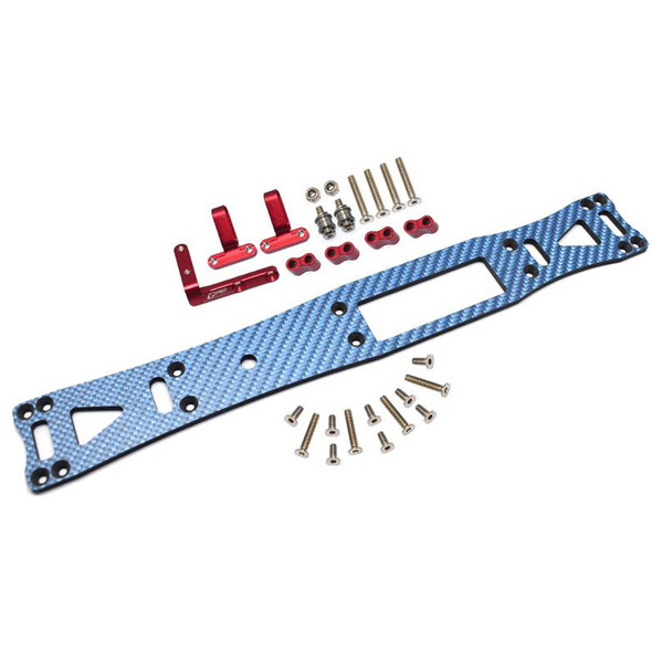 GPM Racing Carbon Fiber Blue + Aluminum Sub Chassis Red : Tamiya 1/10 TA08 PRO