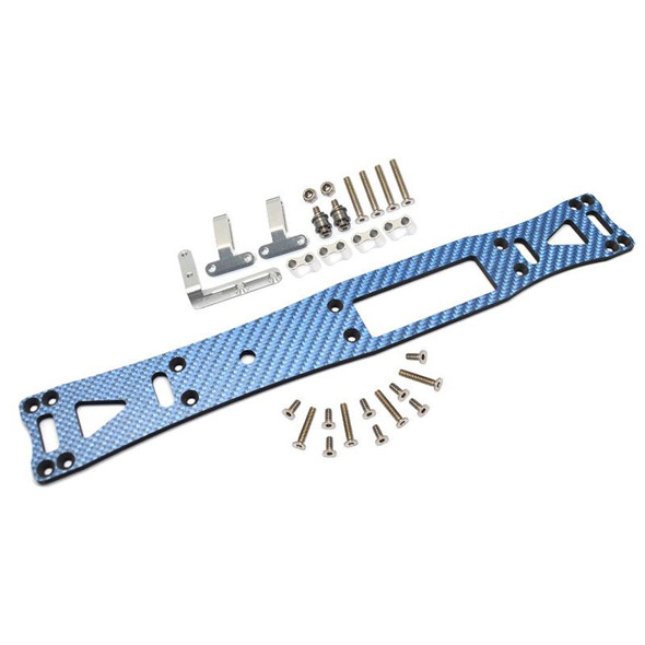 GPM Racing Carbon Fiber Blue + Aluminum Sub Chassis Silver : Tamiya 1/10 TA08 PRO