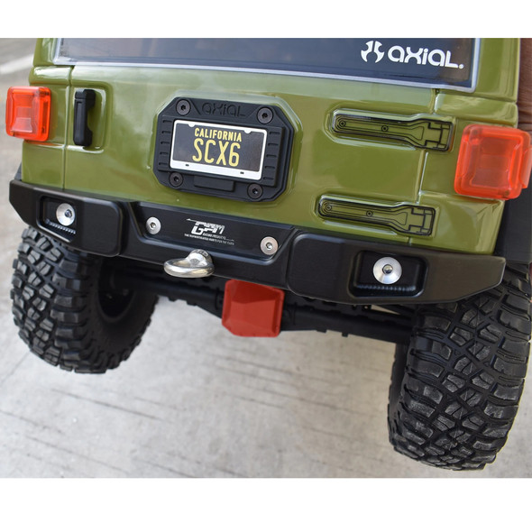GPM Racing Aluminum Rear Bumper Grey w/ Hook & 5mm LED Light : Axial 1/6 SCX6