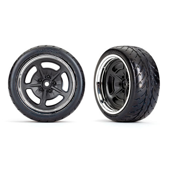 Traxxas 9373 2.1'' Response Rear Tires w/ Black/Chrome Wheels (2) : 4-Tec 3.0